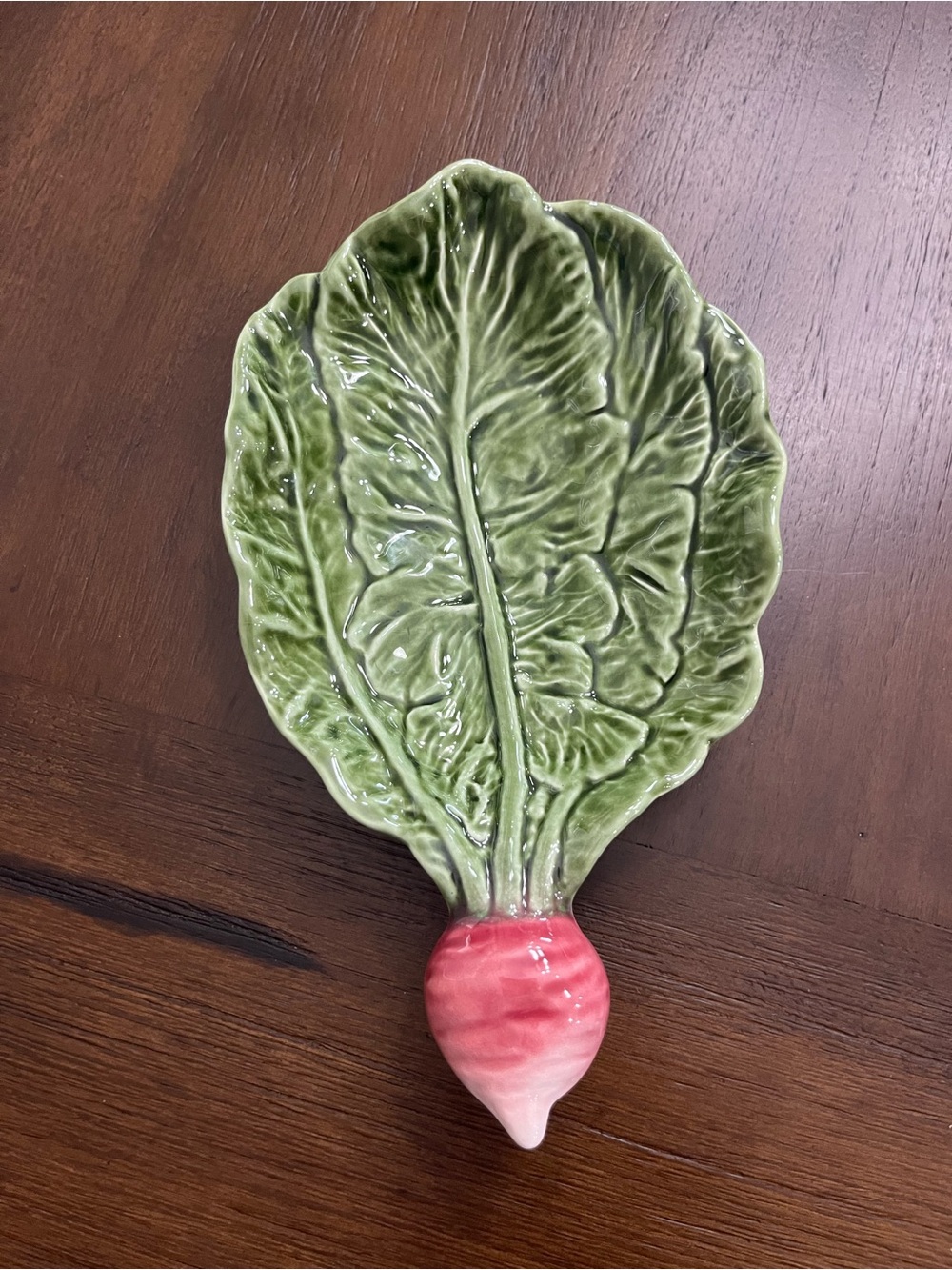 Vintage Olfaire Ceramic Radish Leaf Serving Dish